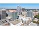 Panoramic aerial view showcasing the urban skyline on a clear day, surrounded by trees and buildings at 215 E Cabarrus St, Raleigh, NC 27601