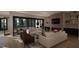 Open living room with modern fireplace, custom shelving, and comfortable seating at 280 Forest Bridge Rd, Franklinton, NC 27525