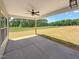 Covered patio offering a ceiling fan and panoramic views of the backyard's manicured lawn at 33 Macy Cir, Wendell, NC 27591