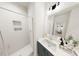Clean bathroom with walk-in shower and modern vanity at 3929 Willow Gate Way, Raleigh, NC 27604