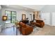 Cozy living room featuring modern furniture, neutral tones, and plenty of natural light from large windows at 1414 Whippoorwill Ln, Chapel Hill, NC 27517