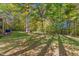 A large backyard with a well maintained lawn that backs up to a wooded area at 413 Chadwick Ln, Efland, NC 27243