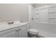 Bathroom with white vanity, toilet and shower at 501 Kendall Dr, Durham, NC 27703
