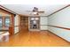 Living room with brick fireplace and built-in shelves at 7925 S Highway 55, Willow Springs, NC 27592