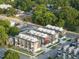 Aerial view of modern townhome community in a wooded area at 10 Seawell Ave # 102, Raleigh, NC 27601