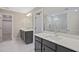 Bathroom featuring double sinks, tile floors, and a large vanity at 34 Macy Cir, Wendell, NC 27591
