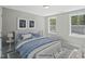 Bedroom with blue comforter, two windows and pictures hanging above the headboard at 34 Macy Cir, Wendell, NC 27591