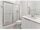 Bathroom features glass shower and vanity with sink at 624 Gainer Dr # 17, Raleigh, NC 27610
