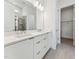 Modern bathroom features double sink vanity and glass shower at 624 Gainer Dr # 17, Raleigh, NC 27610