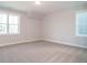 Carpeted bedroom featuring two large windows for natural light at 100 Mossy Falls Way, Wendell, NC 27591