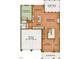 Layout of the first floor, including the kitchen, garage, and living spaces at 100 Mossy Falls Way, Wendell, NC 27591