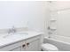 Bathroom featuring modern fixtures, a bright white sink, and a shower-tub combo at 1253 Barreto Dr, Wendell, NC 27591