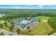 Aerial view of community pool and recreational areas including tennis and soccer fields at 736 Golfers View Vw, Pittsboro, NC 27312