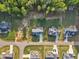 Overhead view showing symmetrical house design on lots with fresh landscaping on a well planned street within a community at 27 Asti Ct, Clayton, NC 27527