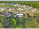 Aerial view of the community, highlighting the homes, green spaces, and neighborhood layout at 27 Asti Ct, Clayton, NC 27527