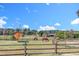 Scenic horse pasture with horses grazing, featuring wooden fencing and shelters in a serene, countryside setting at 27 Asti Ct, Clayton, NC 27527