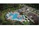 Beautiful aerial view of community pool area with lounge seating and adjacent parking at 1024 Dillon Lake Dr, Knightdale, NC 27545
