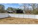 Flat backyard enclosed by a white vinyl privacy fence with a grass lawn at 418 S Cross St, Youngsville, NC 27596