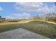 Wide backyard with trees, natural sunlight, and newly laid sod waiting for landscaping at 611 Highview Dr, Benson, NC 27504