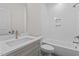 Bathroom with a shower/tub combo and updated vanity at 25 Basil Ct, Franklinton, NC 27525