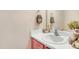 Bathroom with single vanity, neutral decor and mirror at 3118 Courtney Creek Blvd, Durham, NC 27713