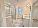 Elegant bathroom with double vanity, shower, and soaking tub at 99 Baird Cove Ln # 173, Angier, NC 27501