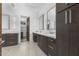 Elegant bathroom with double vanities, marble countertops, and modern fixtures at 196 Mountaintop Cir, Pittsboro, NC 27312