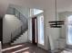 Foyer featuring modern stairs and contemporary lighting fixtures at 196 Mountaintop Cir, Pittsboro, NC 27312