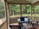 Relaxing screened porch offering comfortable seating and views of the private, tree-lined backyard at 2012 Silverleaf Dr, Youngsville, NC 27596