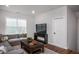 Finished basement with comfortable seating area and large TV at 257 Circle City Way, Pittsboro, NC 27312