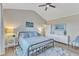 Bedroom with a bed frame and vaulted ceilings at 3217 Satterwhite Point Rd, Henderson, NC 27537