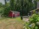 Backyard with a shed, patio, and lush landscaping at 178 Paceville Rd, Selma, NC 27576