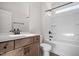 Clean bathroom with tub, shower, vanity, and toilet at 1221 Cricket St, Elon, NC 27244