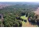 Expansive aerial view of wooded acreage showing a beautiful stand of mature trees and open meadow at 206 Pike Memory Ln, Staley, NC 27355