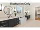 Elegant bathroom with double vanity, soaking tub, and walk-in shower at 2408 Toll Mill Ct, Raleigh, NC 27606