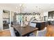Open dining room with view of the kitchen and living room at 2408 Toll Mill Ct, Raleigh, NC 27606