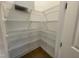 Walk-in pantry with wire shelving providing ample storage space for food and kitchen essentials at 409 Marthas View Way, Wake Forest, NC 27587