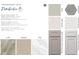 A construction design board shows paint, back splash, bath and kitchen quartz, carpet and tile selections at 1060 Fairhaven Dr # 96, Mebane, NC 27302