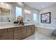 Elegant bathroom with double vanity, soaking tub, and shower at 149 Brandy Ml, Pittsboro, NC 27312