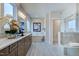 Large bathroom with double vanity, a freestanding tub and shower at 149 Brandy Ml, Pittsboro, NC 27312
