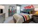 Fun bedroom with a NASA theme and colorful bedding at 149 Brandy Ml, Pittsboro, NC 27312