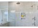 Elegant shower with glass enclosure and herringbone tile at 149 Brandy Ml, Pittsboro, NC 27312