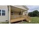 Cozy back porch with wooden floors and railings, providing a relaxing outdoor space at 271 White Azalea Way, Homesite 30, Benson, NC 27504