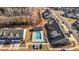 Community pool and surrounding townhomes from above at 811 Pryor St, Mebane, NC 27302