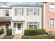 Inviting townhome with well-maintained landscaping, shuttered windows, and a cozy front porch at 610 Canyon Lake Cir, Morrisville, NC 27560