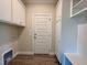 Mudroom with shaker style cabinets, convenient storage and bench space by the door at 7553 Sweetwater Dr, Nashville, NC 27856