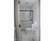 Charming bathroom featuring marble tiling, a glass shower, and a modern vanity at 352 Faucette Mill Rd, Hillsborough, NC 27278