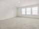 Spacious bedroom with neutral carpet, natural light from three windows, and fresh paint at 53 Lavender Ln, Clayton, NC 27520
