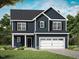 Rendering of a two-story home with blue siding, black shutters, and an attached garage at 60 Bennett Rd, Coats, NC 27521