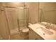 Modern bathroom with glass shower and a white vanity at 35 Accord Dr, Youngsville, NC 27596
